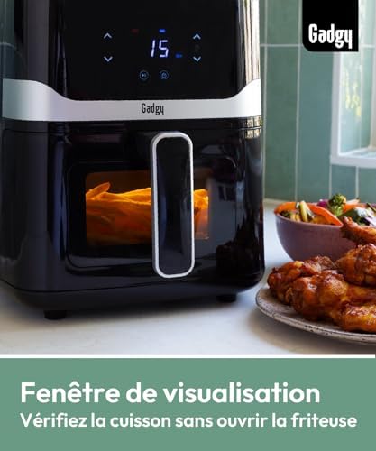 Friteuse à air sans huile avec grande capacité et nettoyage facile