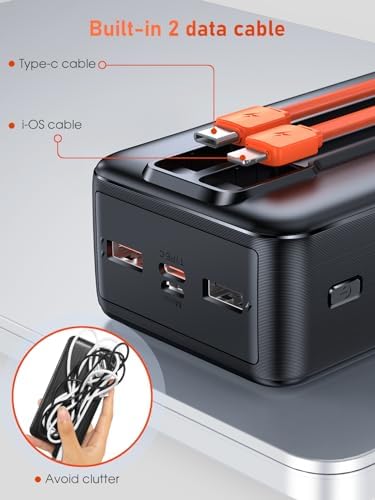 Batterie externe 50000mah avec charge ultra rapide et câbles intégrés