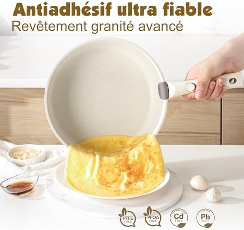 Batterie de cuisine antiadhésive suisse avec poignée amovible et compatibilité induction