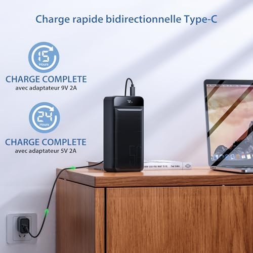 Batterie externe 50000mah avec charge rapide et sécurité avancée pour tous vos appareils