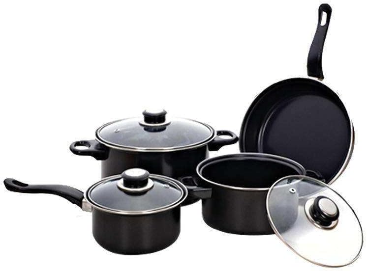 Batterie de cuisine durable et polyvalente avec revêtement antiadhésif et poignées sécurisées