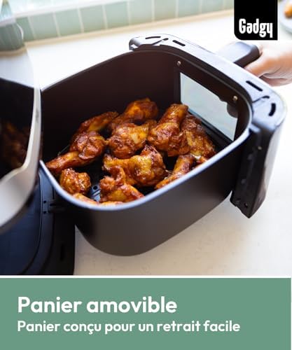 Friteuse à air sans huile avec grande capacité et nettoyage facile