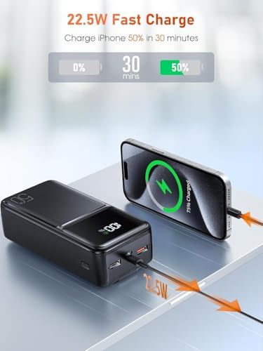 Batterie externe 50000mAh avec charge ultra rapide et câbles intégrés