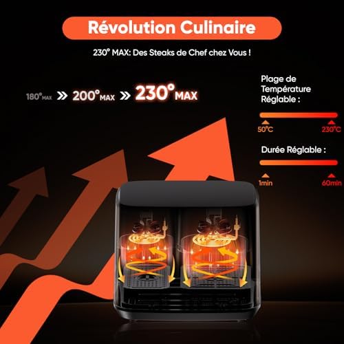 Friteuse à air double 10L avec technologie RapidAir et écran tactile