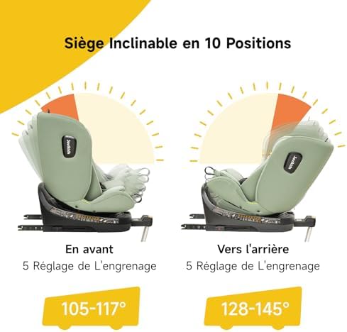 Siège auto isofix sécurisé et pratique pour enfants de 40 cm à 150 cm