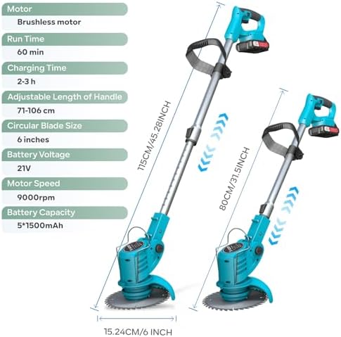 Débroussailleuse électrique sans fil 800W avec sécurité avancée et flexibilité ergonomique