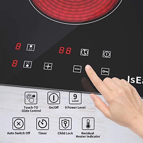 Plaque induction 2 feux vitrocéramique avec minuterie et sécurité enfant