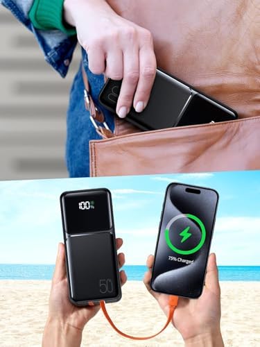 Batterie externe 50000mAh avec charge ultra rapide et câbles intégrés