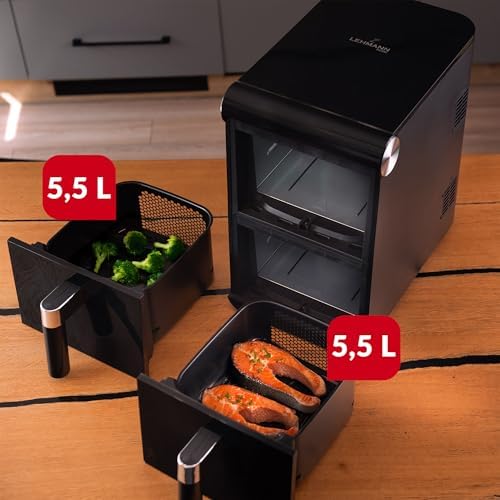 Friteuse à air chaud double chambre 11L avec contrôle indépendant et design moderne