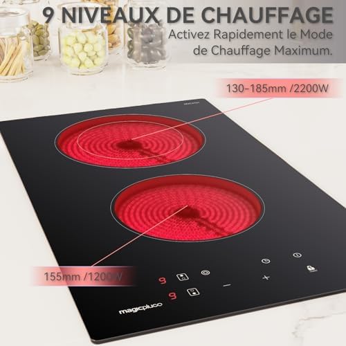 Plaque induction 2 feux encastrable avec fonctions avancées et design moderne