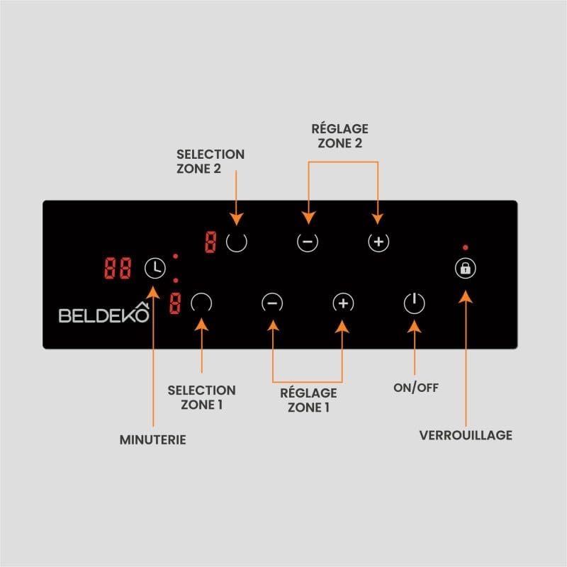 Plaque induction 2 feux vitrocéramique noire avec minuterie intégrée