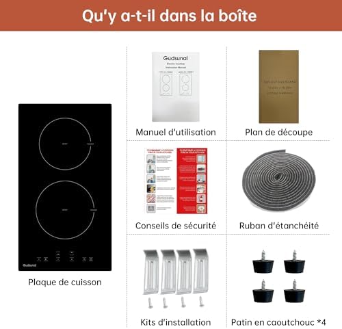 Plaque induction 2 feux avec fonctionnalités avancées et sécurité renforcée