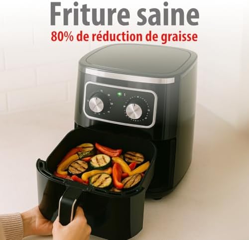 Friteuse à air 4,5 L avec minuterie et contrôle de température pour 1-4 personnes