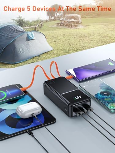 Batterie externe 50000mah avec charge ultra rapide et câbles intégrés