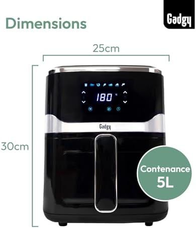 Friteuse à air sans huile avec grande capacité et nettoyage facile
