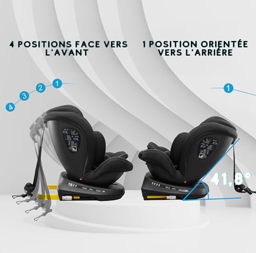Siège auto isofix avec rotation 360° et sécurité i-Size pour enfants de 0 à 12 ans