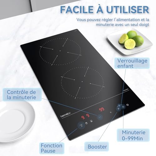 Plaque induction 2 feux compacte et puissante avec sécurité avancée