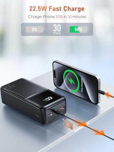 Batterie externe 50000mah avec charge ultra rapide et câbles intégrés