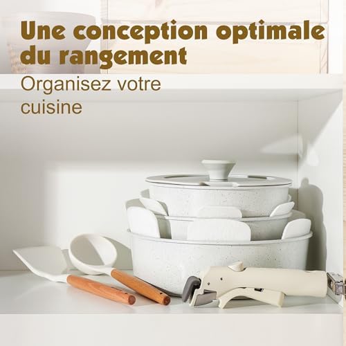 Batterie de cuisine antiadhésive suisse avec poignée amovible et compatibilité induction