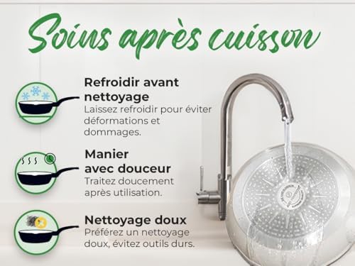 Batterie de cuisine polyvalente à induction avec protection en silicone et revêtement antiadhésif