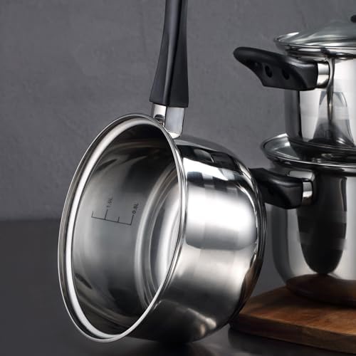 Batterie de cuisine 5 pièces en acier inoxydable avec poêles en aluminium pressé