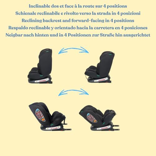 Siège auto isofix évolutif et pivotant pour enfants de 0 à 12 ans avec sécurité i-Size