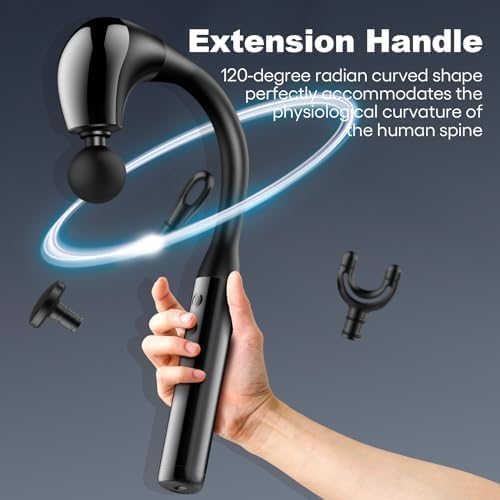 Pistolet de massage ergonomique avec 4 têtes et 5 vitesses pour soulager la douleur