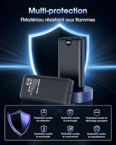 Batterie externe 50000mAh avec charge rapide USB-C et écran digital