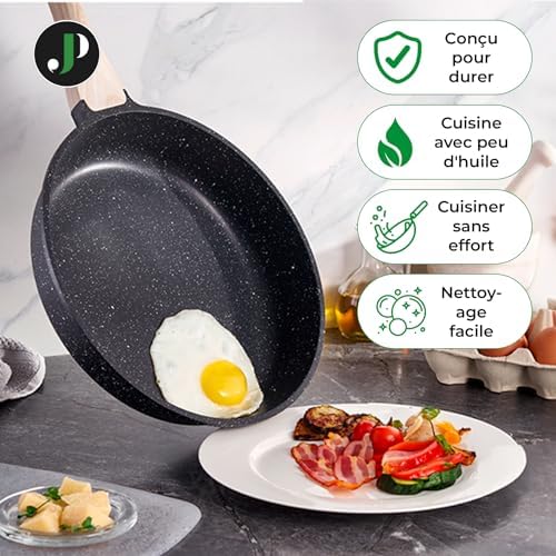 Batterie de cuisine 18 pièces avec revêtement céramique et manche amovible pour un rangement pratique