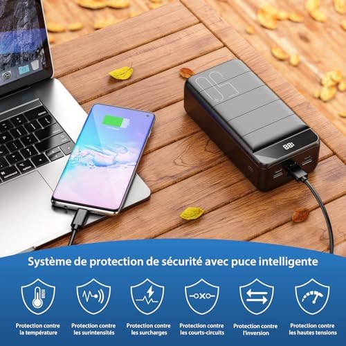 Batterie externe 50000mah avec charge rapide et sécurité avancée pour tous vos appareils