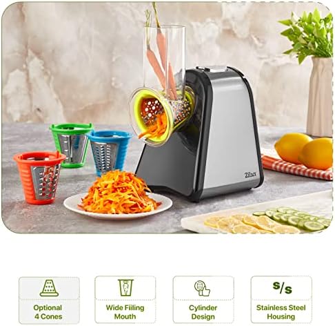 Râpe légumes électrique multifonctionnelle avec accessoires pour desserts et nettoyage facile