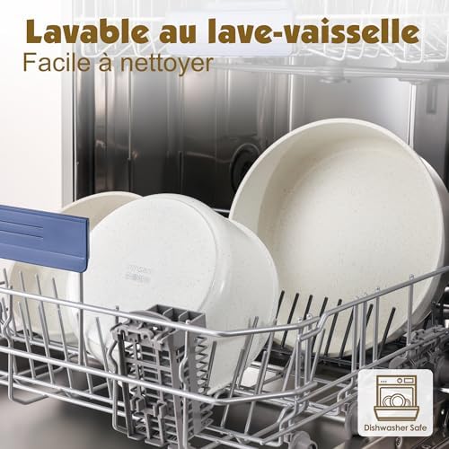 Batterie de cuisine antiadhésive suisse avec poignée amovible et compatibilité induction