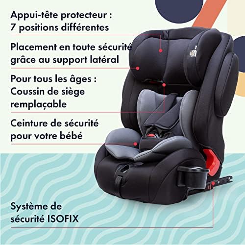 Siège auto isofix pour enfants de 9 mois à 12 ans avec harnais sécurisé