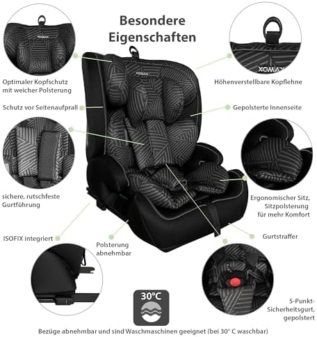 Siège auto isofix évolutif pour enfants de 15 mois à 12 ans, sécurité et confort