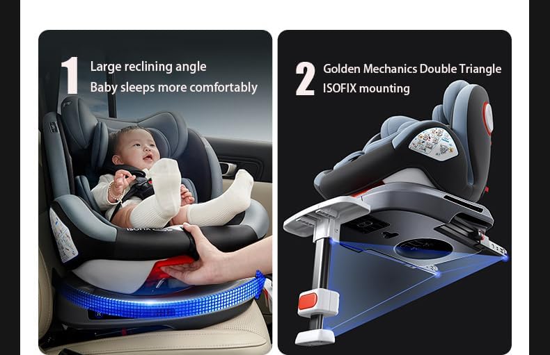 Siège auto isofix avec rotation à 360°, sécurité avancée et matériaux respirants