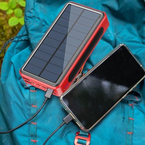 Batterie externe 50000mAh avec chargeur solaire et lumière LED pour utilisation extérieure
