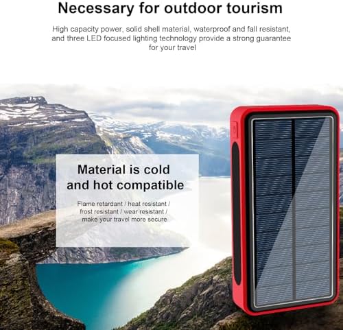 Batterie externe 50000mAh avec chargeur solaire et lumière LED pour utilisation extérieure