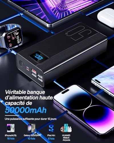 Batterie externe 50000mAh - Puissance durable pour tous vos appareils