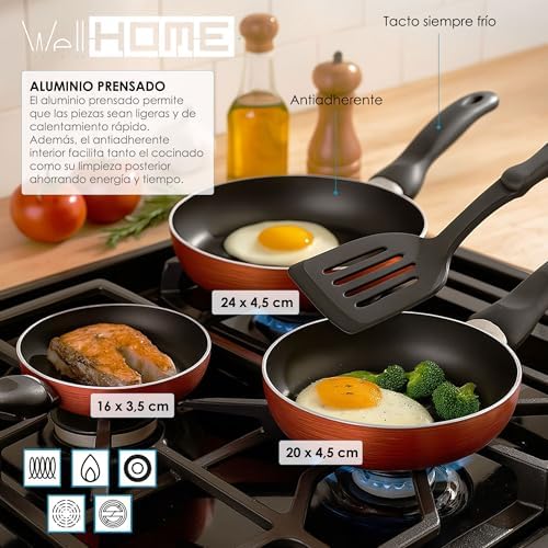 Batterie de cuisine 5 pièces en acier inoxydable avec poêles en aluminium pressé