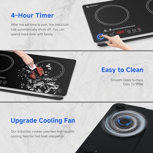 Plaque induction 2 feux haute efficacité avec système de cuisson double zone et sécurité intégrée