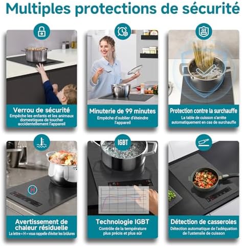 Plaque induction 2 feux avec Flexzone et sécurité avancée