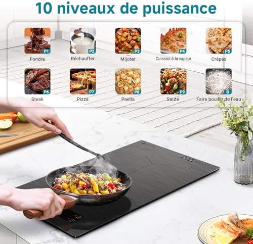 Plaque induction 2 feux avec Flexzone et sécurité avancée