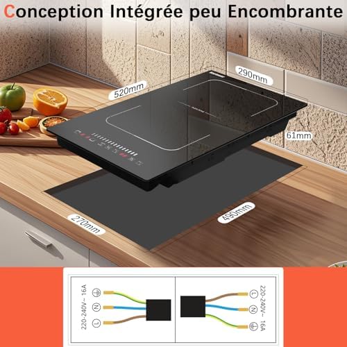 Plaque induction 2 feux avec puissance exceptionnelle et design élégant