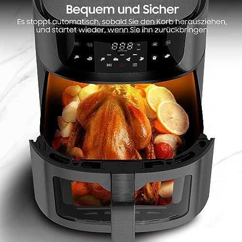 Friteuse à air XXL 9L avec fenêtre transparente et 8 programmes pour une cuisson saine