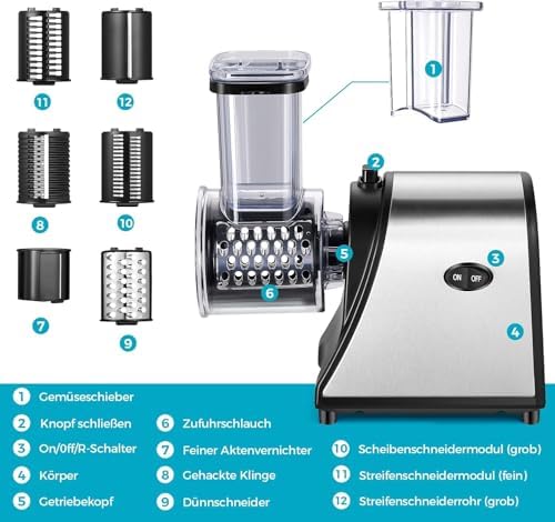 Râpe légumes électrique multifonctionnelle avec moteur puissant et nettoyage facile