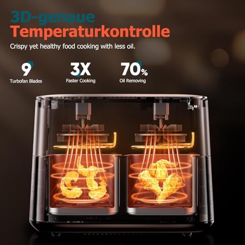 Friteuse à air de grande capacité avec technologie de cuisson rapide et économe en énergie
