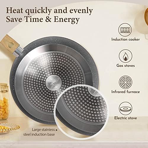 Batterie de cuisine antiadhésive en granit avec compatibilité à induction