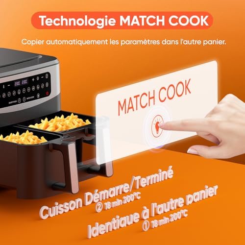 Friteuse à air double 10L avec technologie RapidAir et écran tactile