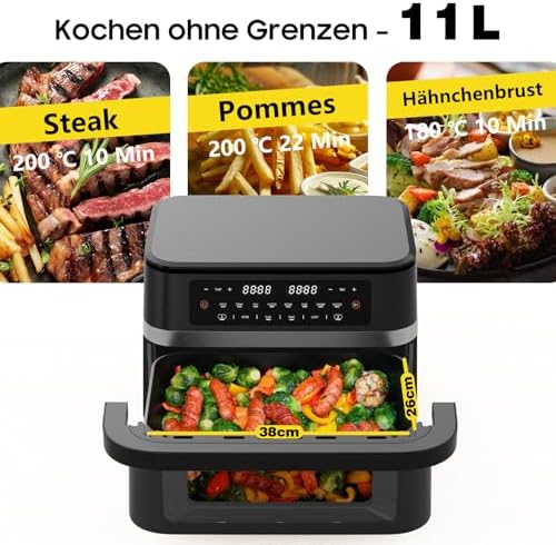 Friteuse à air XXL 11L avec double zone et cuisson rapide et saine