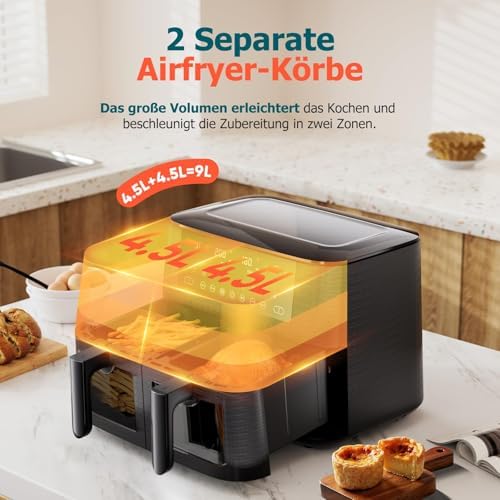 Friteuse à air de grande capacité avec technologie de cuisson rapide et économe en énergie